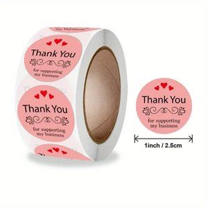500 Thank You Stickers Pink